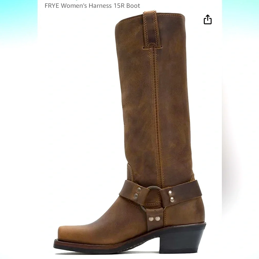 Nearly New! FRYE harness 15R boots pull on cowboy brown 8.5 tall 15 R knee high - Picture 4 of 14